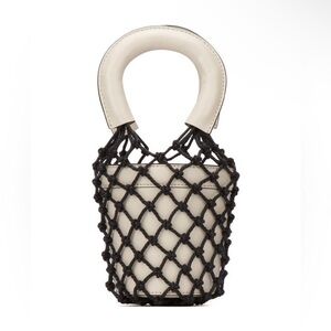 STAUD Staud Moreau leather Net bucket bag - Black and Cream